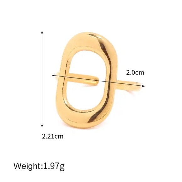 18K Gold Plated Cutout Geometric Open Ring - Picture 6 of 9